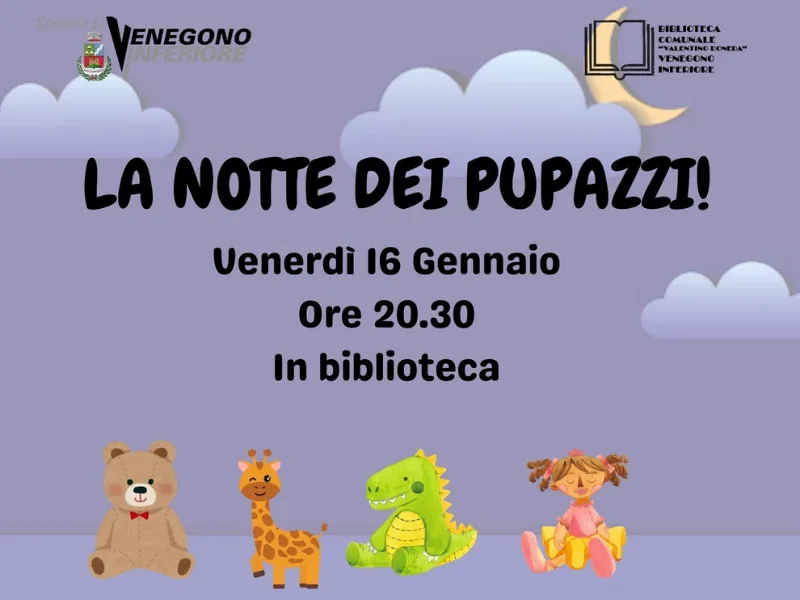 Locandina: Notte dei Pupazzi in Biblioteca || Venegono Inferiore