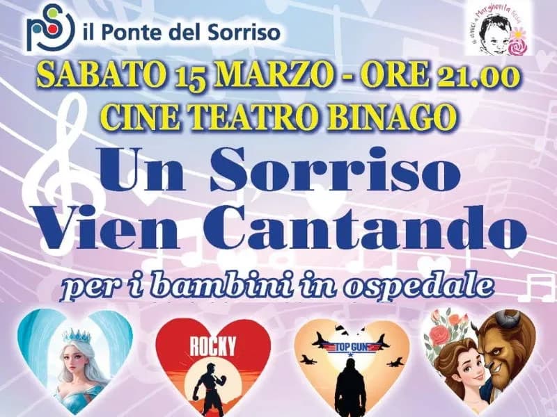 Locandina: Un Sorriso vien cantando, per i bambini in ospedale.